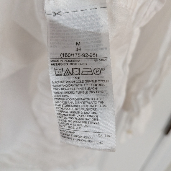 Gap 100% linen white button down shirt loose fit medium - Picture 4 of 8